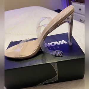 clear strappy heels